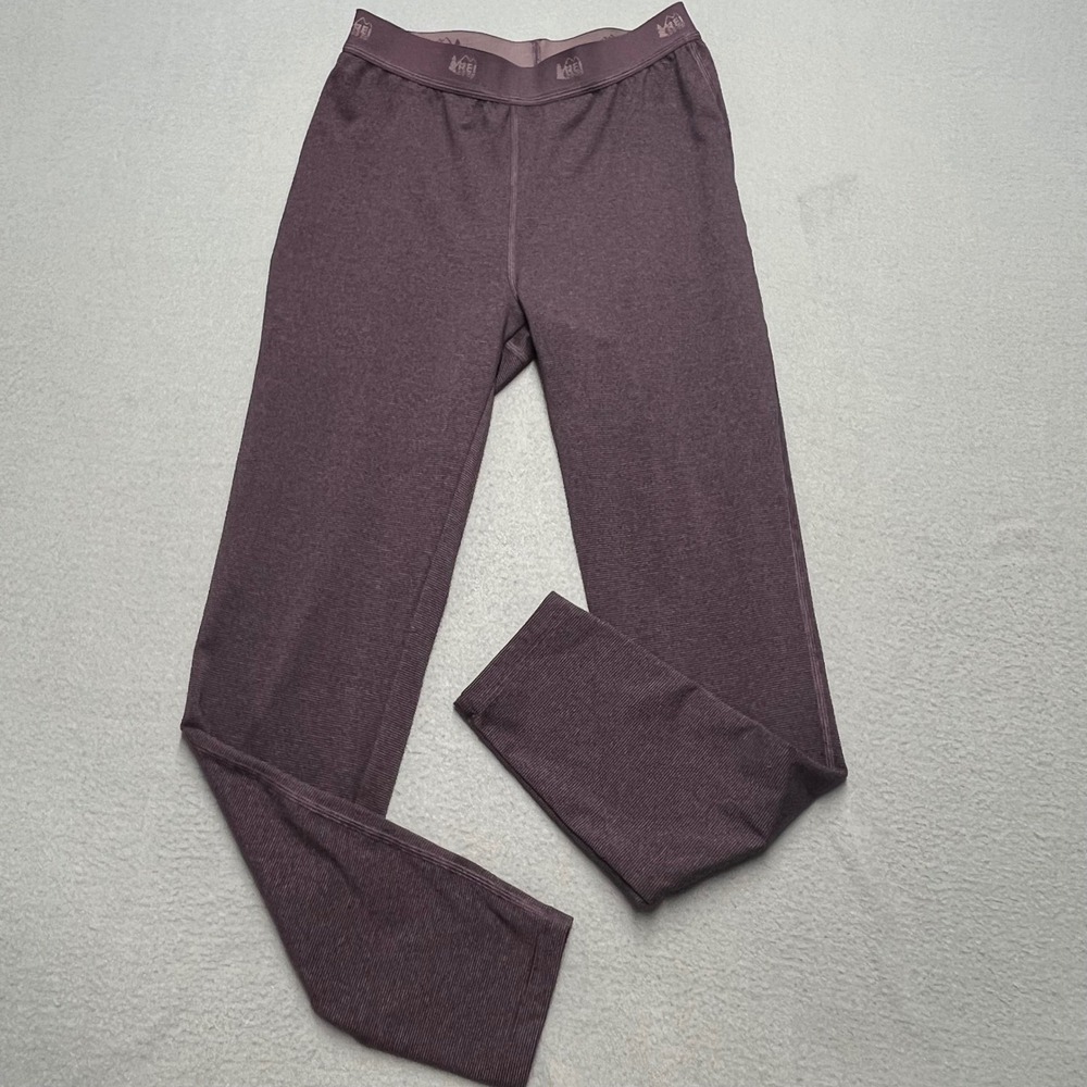 REI Co Op Kids Base Layer Thermal Leggings Medium 10 12 Purple Polyester Spandex